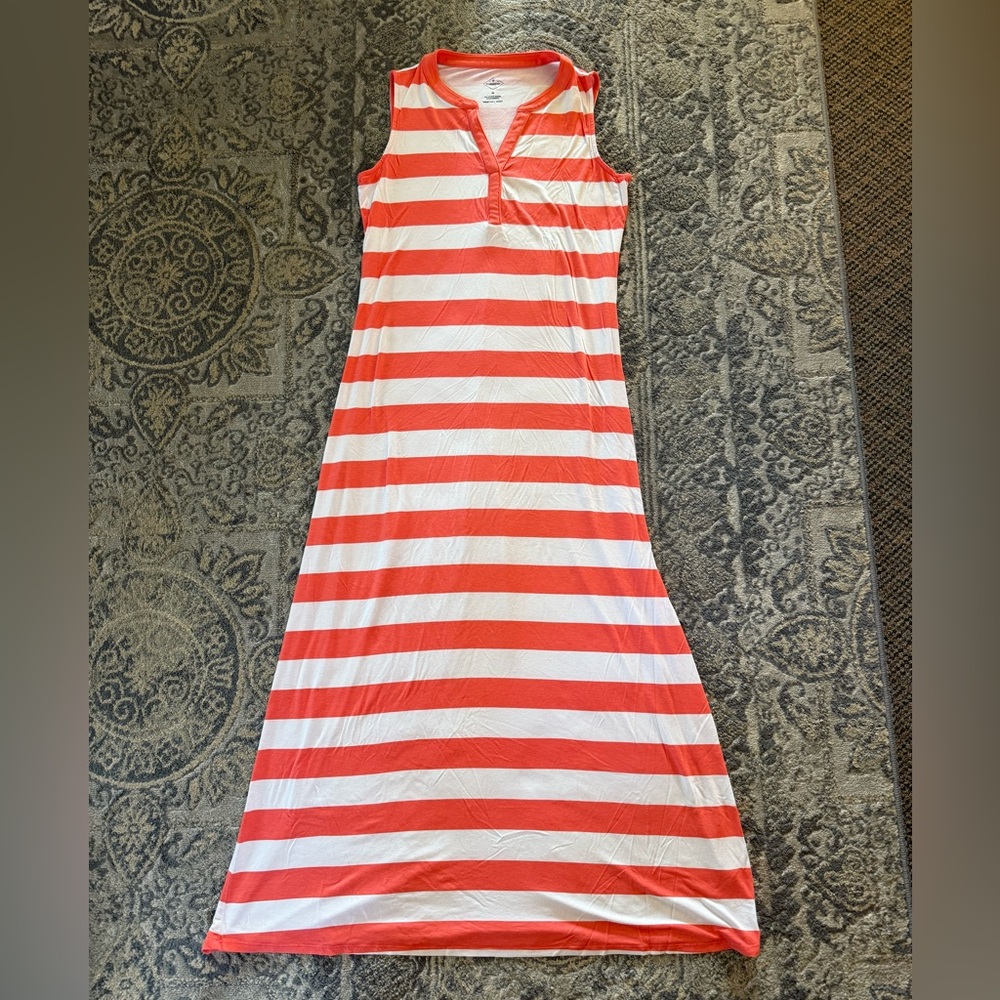 St. John's Bay Coral and White Maxi Dress